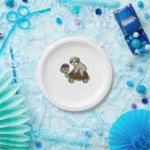 Assiettes En Carton Sloth chevauchant une tortue T-Shirt classique (Fête)
