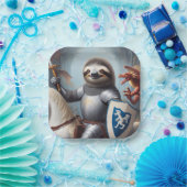 Assiettes En Carton Sloth Knight Fighting Dragons (Fête)