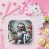 Assiettes En Carton Sloth Knight Fighting Dragons (Fête)