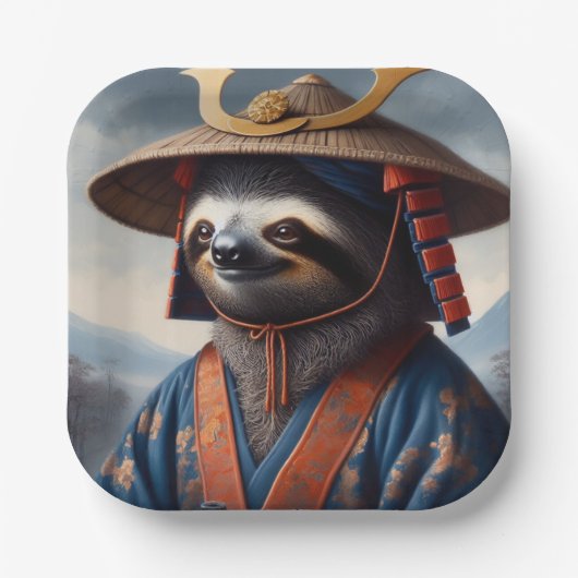 Assiettes En Carton Sloth Samurai (Recto)