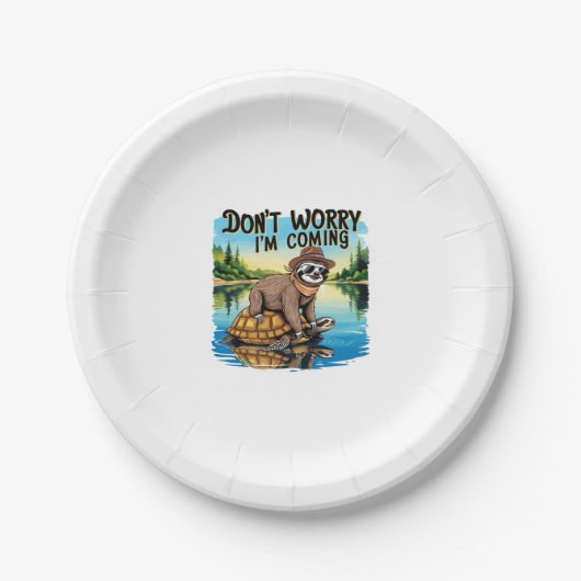 Assiettes En Carton Sloth T-Shirt - Ne t'inquiète pas Je viens (Devant)