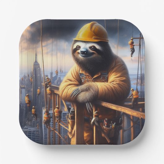 Assiettes En Carton Sloth Working the High Steel (Recto)