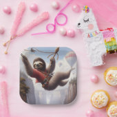 Assiettes En Carton Sloth Ziplining (Fête)