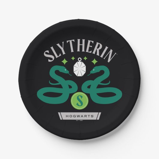 Assiettes En Carton SLYTHERIN™ House Double Snake Locket Graphique (Devant)