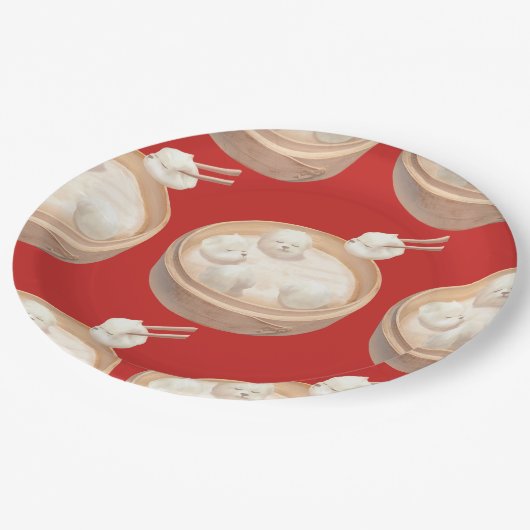 Assiettes En Carton Smile Dog - Xiao Long Bao Délice (Angle)