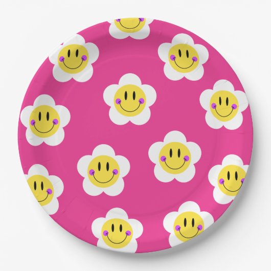 Assiettes En Carton Smiley lumineux (Devant)
