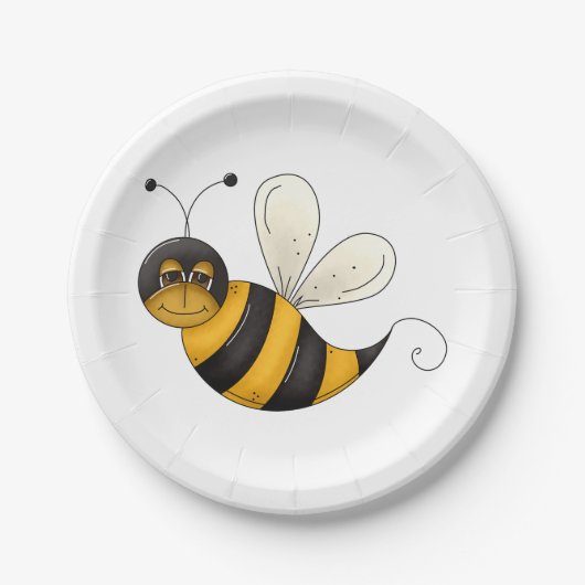Assiettes En Carton Smiling Bee Fun Bumblebee Character (Devant)