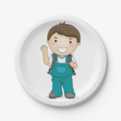 Assiettes En Carton Smiling School Boy avec sac à dos (Devant)