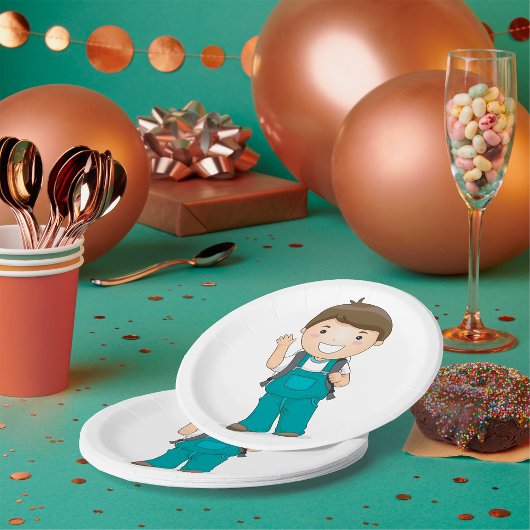Assiettes En Carton Smiling School Boy avec sac à dos