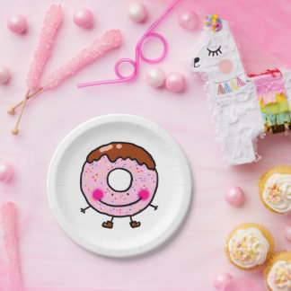 Assiettes En Carton Smiling Sprinkle Donut Character Art