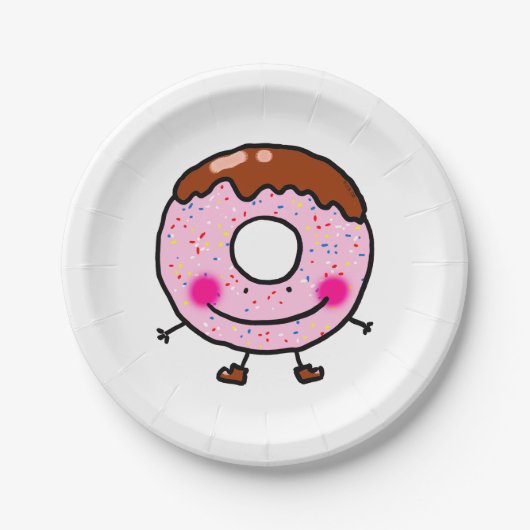 Assiettes En Carton Smiling Sprinkle Donut Character Art (Devant)