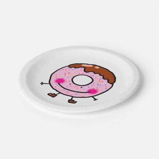 Assiettes En Carton Smiling Sprinkle Donut Character Art (Angle)
