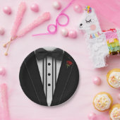 Assiettes En Carton Smoking noir avec la cravate d'arc (Fête)
