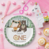 Assiettes En Carton S'more Camping Bear ONE Happy Camper 1er anniversa (Fête)