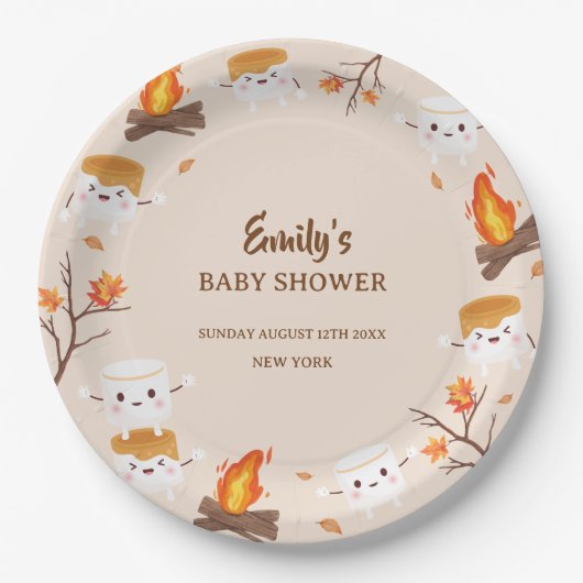 Assiettes En Carton S'more Love Fall Baby shower de camping rustique (Devant)