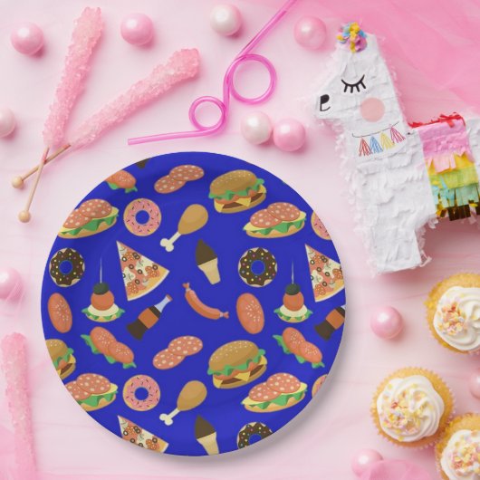 Assiettes En Carton Snack Time Pique-nique Bleu (Fête)