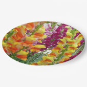 Assiettes En Carton Snapdragons colorés floraux (Angle)
