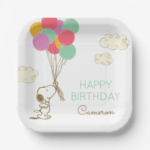 Assiettes En Carton Snoopy et Ballons Anniversaire