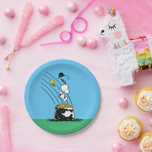 Assiettes En Carton Snoopy Jumping dans le pot d'or (Fête)