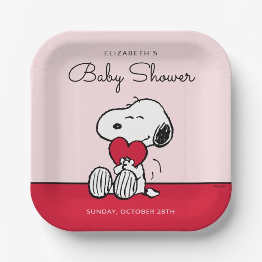 Assiettes En Carton Snoopy | Little Sweetheart Baby Shower Paper Plate (Recto)