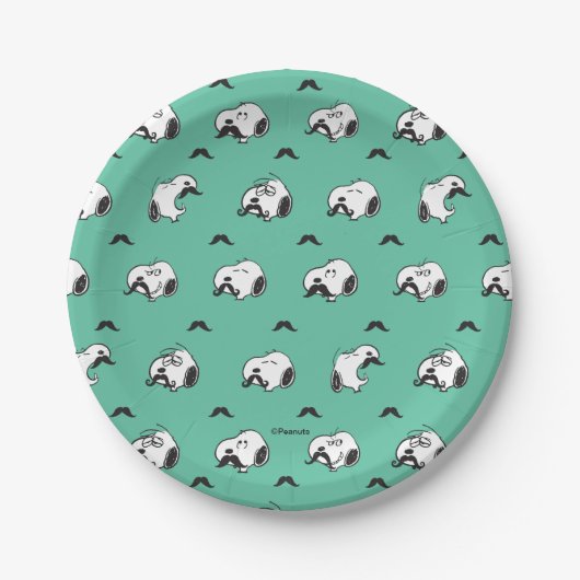 Assiettes En Carton Snoopy Moustaches et Motif Turquoise (Devant)