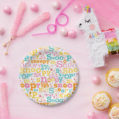 Assiettes En Carton Snoopy Pastel Text Pattern (Fête)