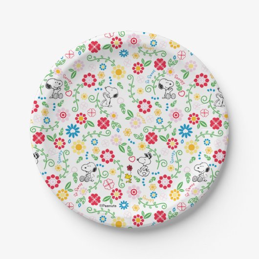 Assiettes En Carton Snoopy So Sweet Flower Pattern (Devant)