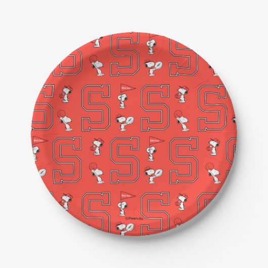 Assiettes En Carton Snoopy Varsity Motif sportif (Devant)