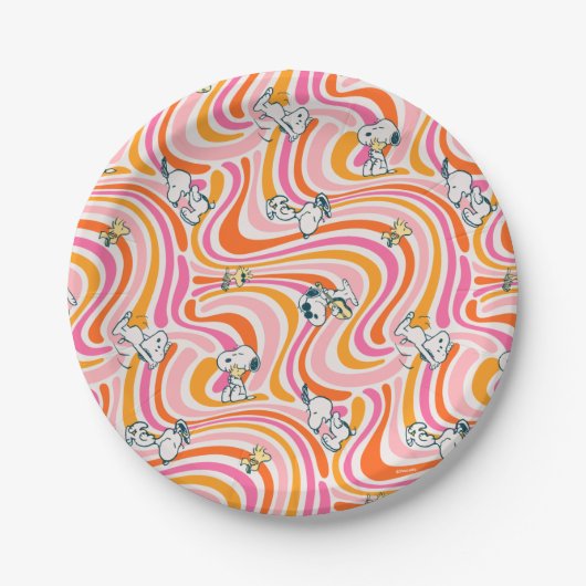Assiettes En Carton Snoopy & Woodstock Super Vibes Motif orange (Devant)