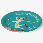 Assiettes En Carton Snorkeling avec poisson tropical garçon fête d'ann (Angle)