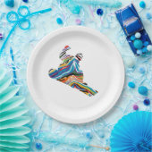 Assiettes En Carton Snowboardeur imprimé en zèbre psychédélique (Fête)