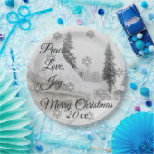 Assiettes En Carton Snowfall Snowflakes Noël noir blanc sketch (Fête)