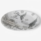 Assiettes En Carton Snowfall Snowflakes Noël noir blanc sketch (Angle)