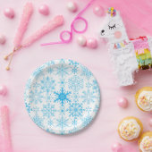 Assiettes En Carton Snowflake bleu motif (Fête)