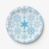 Assiettes En Carton Snowflake bleu motif (Devant)