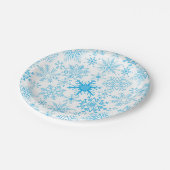 Assiettes En Carton Snowflake bleu motif (Angle)