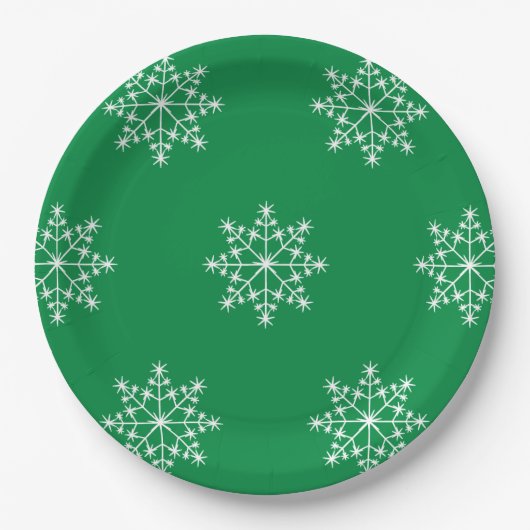 Assiettes En Carton Snowflake Noël Green Design Noël Fête (Devant)