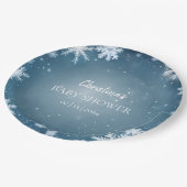 Assiettes En Carton Snowflake Winter Wonderland Baby shower Bleu (Angle)
