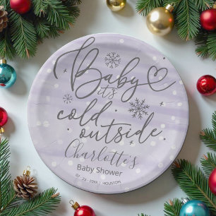 Assiettes En Carton Snowflakes Baby It's Cold Outside Baby shower