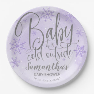 Assiettes En Carton Snowflakes Baby It's Cold Outside Baby shower Pape