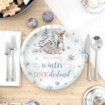 Assiettes En Carton Snowflakes de cerfs d'hiver ONE derland 1er annive<br><div class="desc">Snowflakes de cerfs d'hiver ONEderland 1er Anniversaire Plaques de papier. Éléments correspondants disponibles.</div>