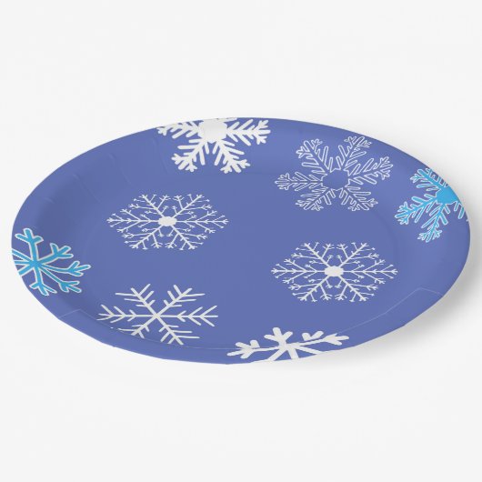 Assiettes En Carton Snowflakes du soir (Angle)