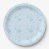 Assiettes En Carton Snowflakes Motif bleu clair sans voile (Devant)