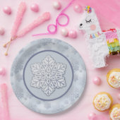 Assiettes En Carton Snowflakes Parties scintillant argent Dusty Blue (Fête)