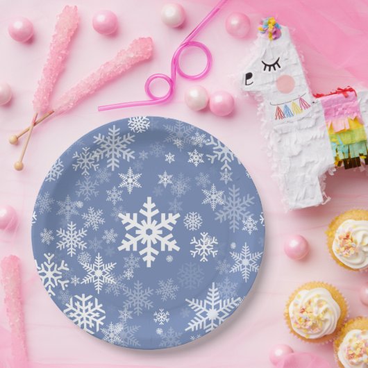 Assiettes En Carton Snowflakes Personnaliser graphique Arrière - plan (Fête)