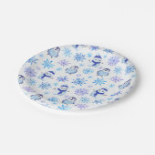 Assiettes En Carton Snowflakes, Snowmen et Pingouins de Noël (Angle)