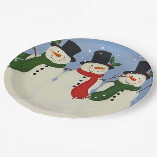 Assiettes En Carton Snowman (Angle)