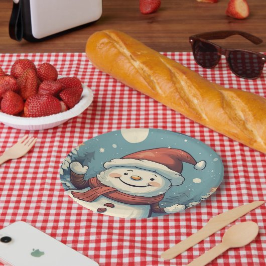Assiettes En Carton Snowman (Pique-nique)