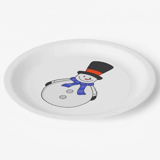 Assiettes En Carton Snowman avec chapeau supérieur (Angle)