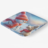 Assiettes En Carton Snowman Avec Chien (Angulaire)
